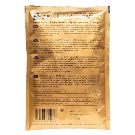 Turbo yeast alcohol "Double Dragon" D48 (132 gr) в Волгограде